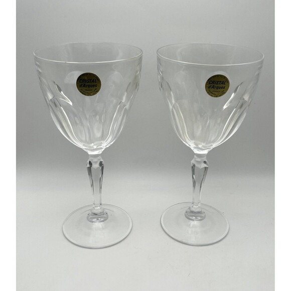 Vintage Cristal d’Arques France Wine Glasses Set of 2 6oz Cut Crystal - Picture 3 of 5